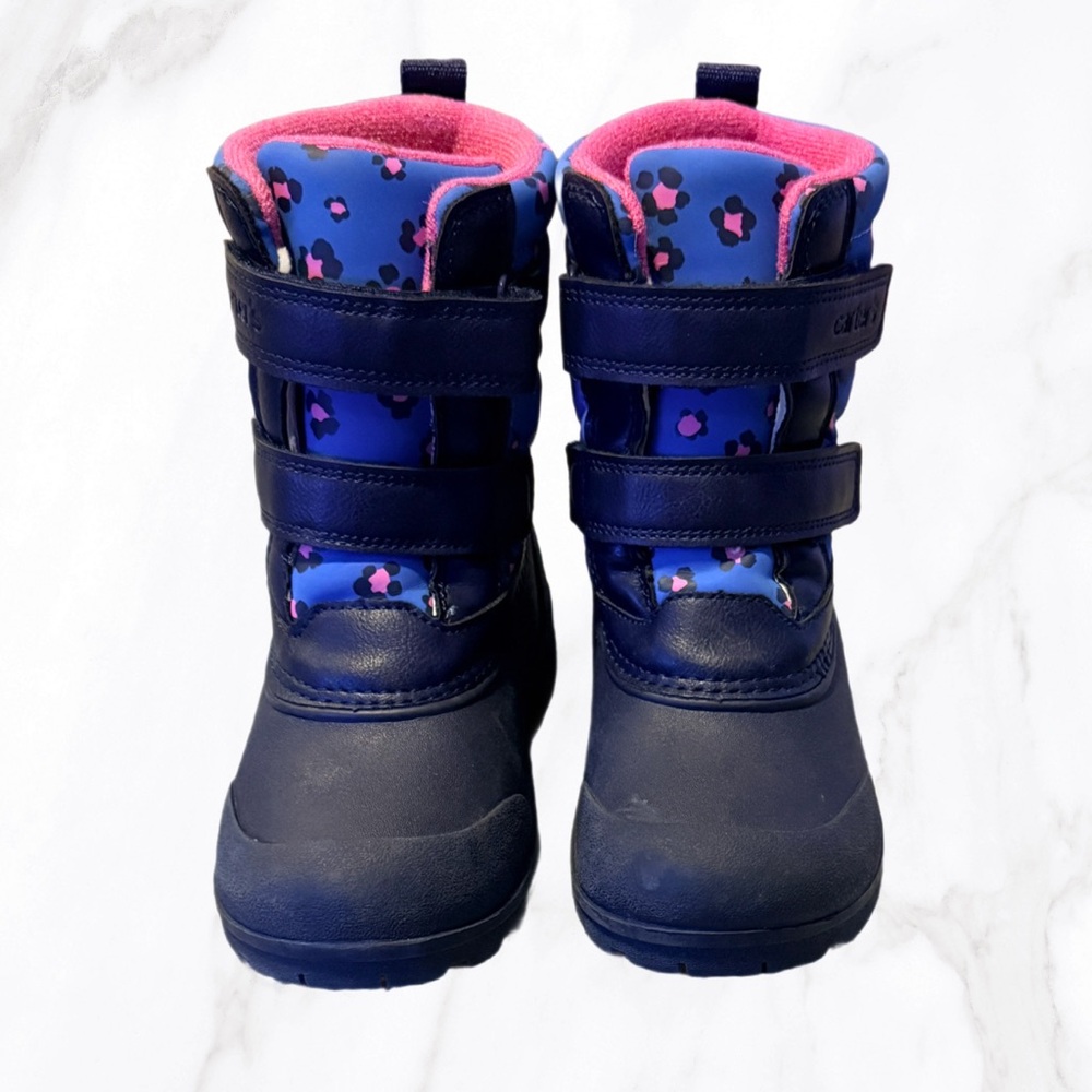 Girl’s Carter’s Pink & Blue Leopard‎ Deltha Velcro Snow Boots, Size 13 - Picture 3 of 8